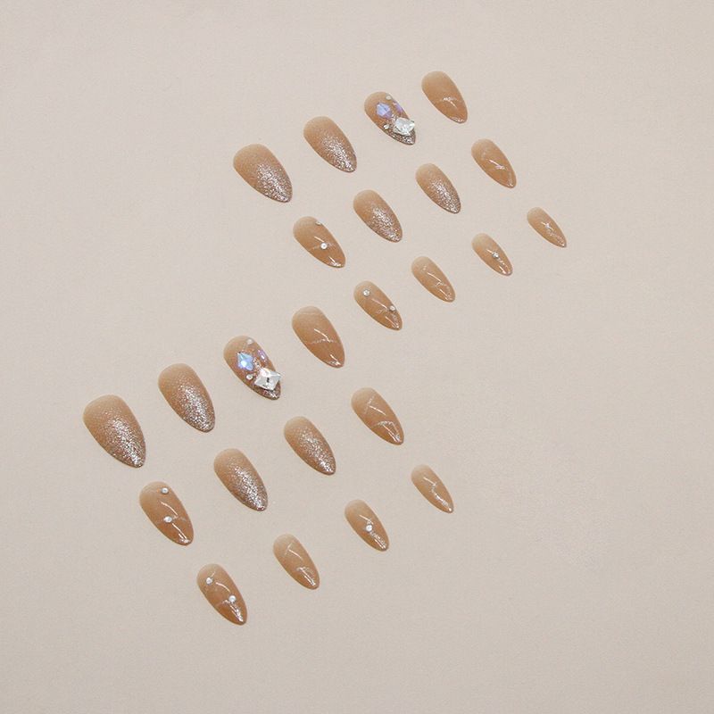 Fragments explosifs et scintillants Aurora Square Diamond portant des clips en forme d'amande Sweet Water Drops Faux ongles pour fille_voghion.com