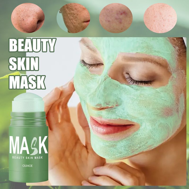 Máscara de Chá Verde, Bastão de Limpeza Facial, Hidratante, Limpeza Profunda, Removedor de Poros, Cravos, Máscara Facial, Controle de Oleosidade, Cosméticos e Maquiagem_voghion.com