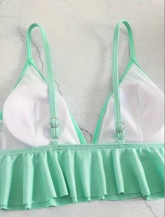 2024 Costumi da bagno europei e americani, costume da bagno bikini con volant diviso in pezzi da donna, costume da bagno stampato, bikini_voghion.com