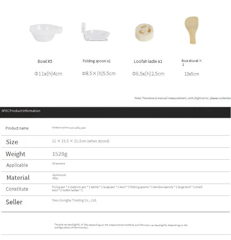 Camping-Kochgeschirrset für 5–6 Personen mit Teekanne – Antihaftbeschichtetes Topf- und Pfannenset für den Außenbereich für Picknicks und Wanderungen – tragbar und leicht_voghion.com