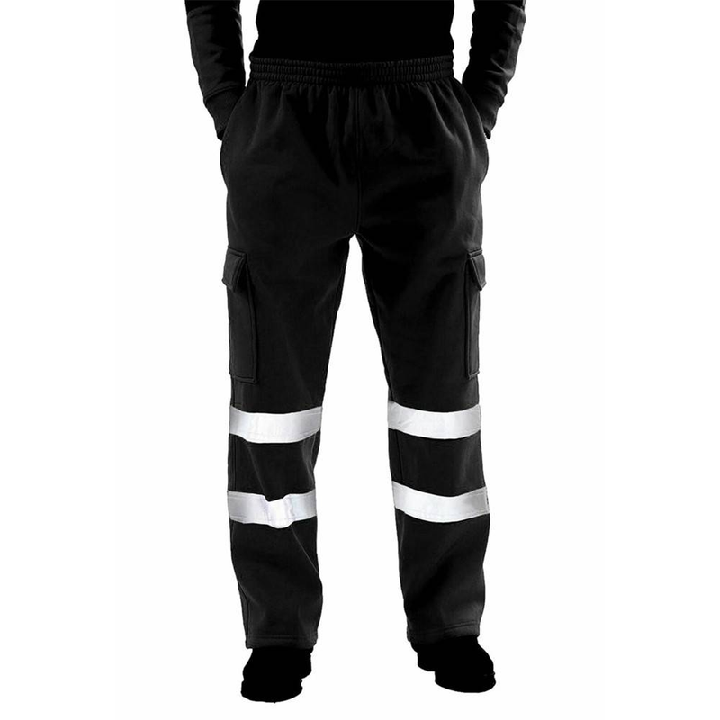Pantalones casuales de polar con tira reflectante para uniforme de trabajador sanitario para hombre_voghion.com