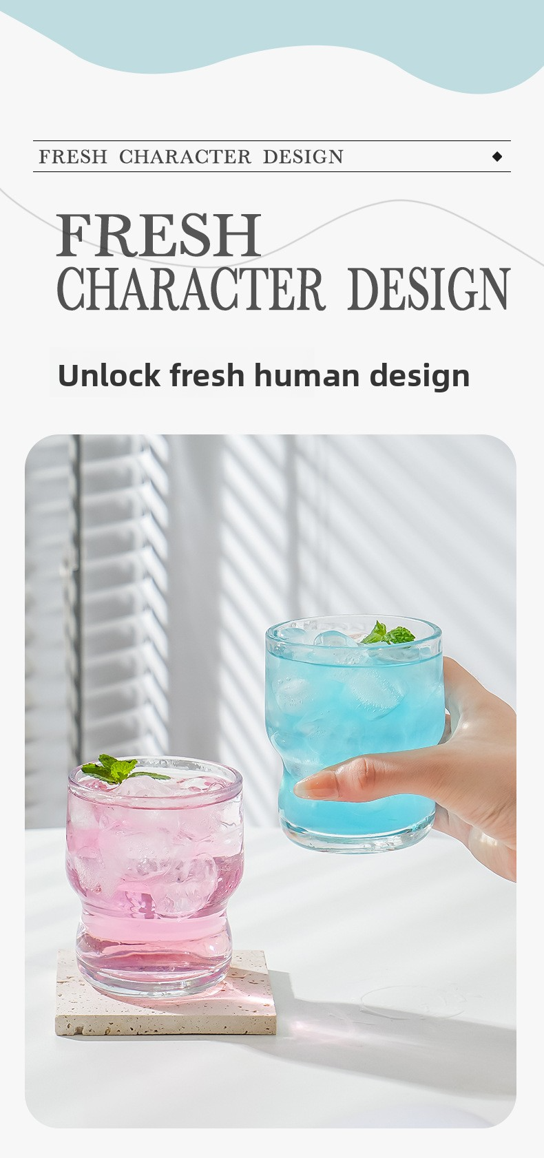 Ästhetischer Glasbecher für den Sommer – Eiskaffee- und Früchteteetasse mit kreativem Design_voghion.com