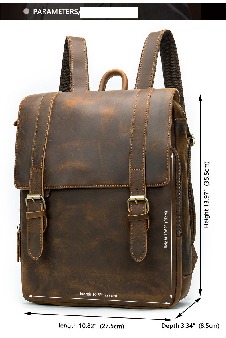 Leather Men's Backpack Large Capacity Business Travel Cowhide Backpack Laptop Bag Men_voghion.com
