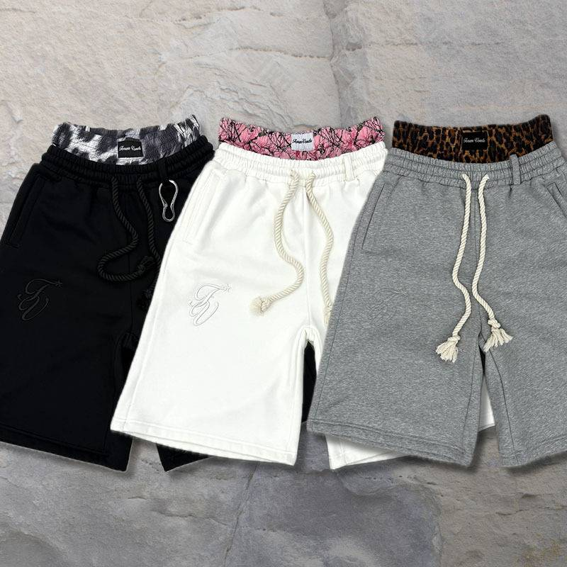 Pantalones cortos de cintura alta para hombre, estilo hip hop, Harajuku, informales, con personalidad, con cordón y cintura doble._voghion.com