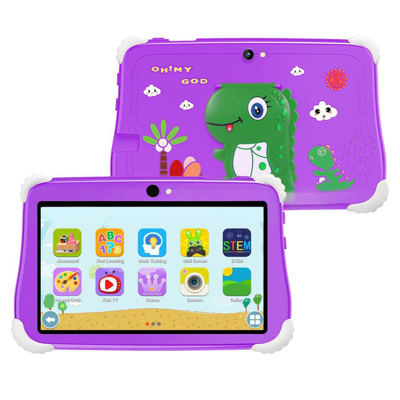 7.1 Inch Kids Tablet With Dinosaur Design - Android OS, 16GB Storage, Dual Camera, WiFi & 3G Support, GPS, Parental Controls - Purple/Blue/Red_voghion.com