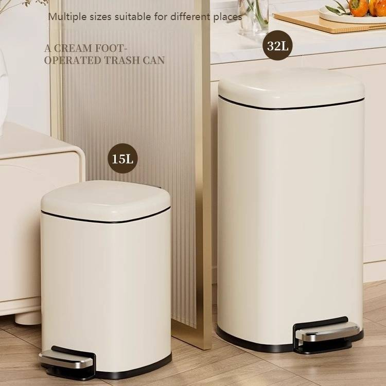 Stainless Steel Step Trash Can With Lid – Silent Closing, Modern Design For Kitchen, Bathroom, Living Room & Bedroom – Large Capacity (6L-32L)_voghion.com