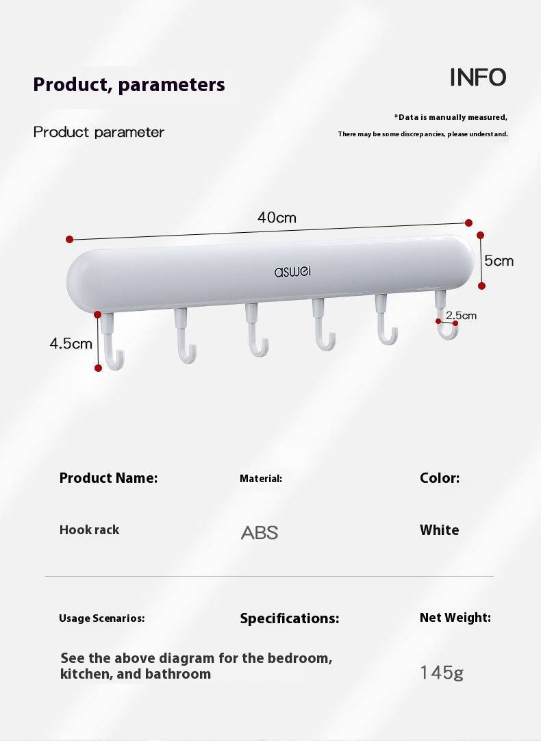 6-Pack Adhesive Hooks – Heavy Duty No Drill Wall Hooks For Bathroom, Kitchen & Door (White, ABS, Holds 5kg, Modern Minimalist)_voghion.com
