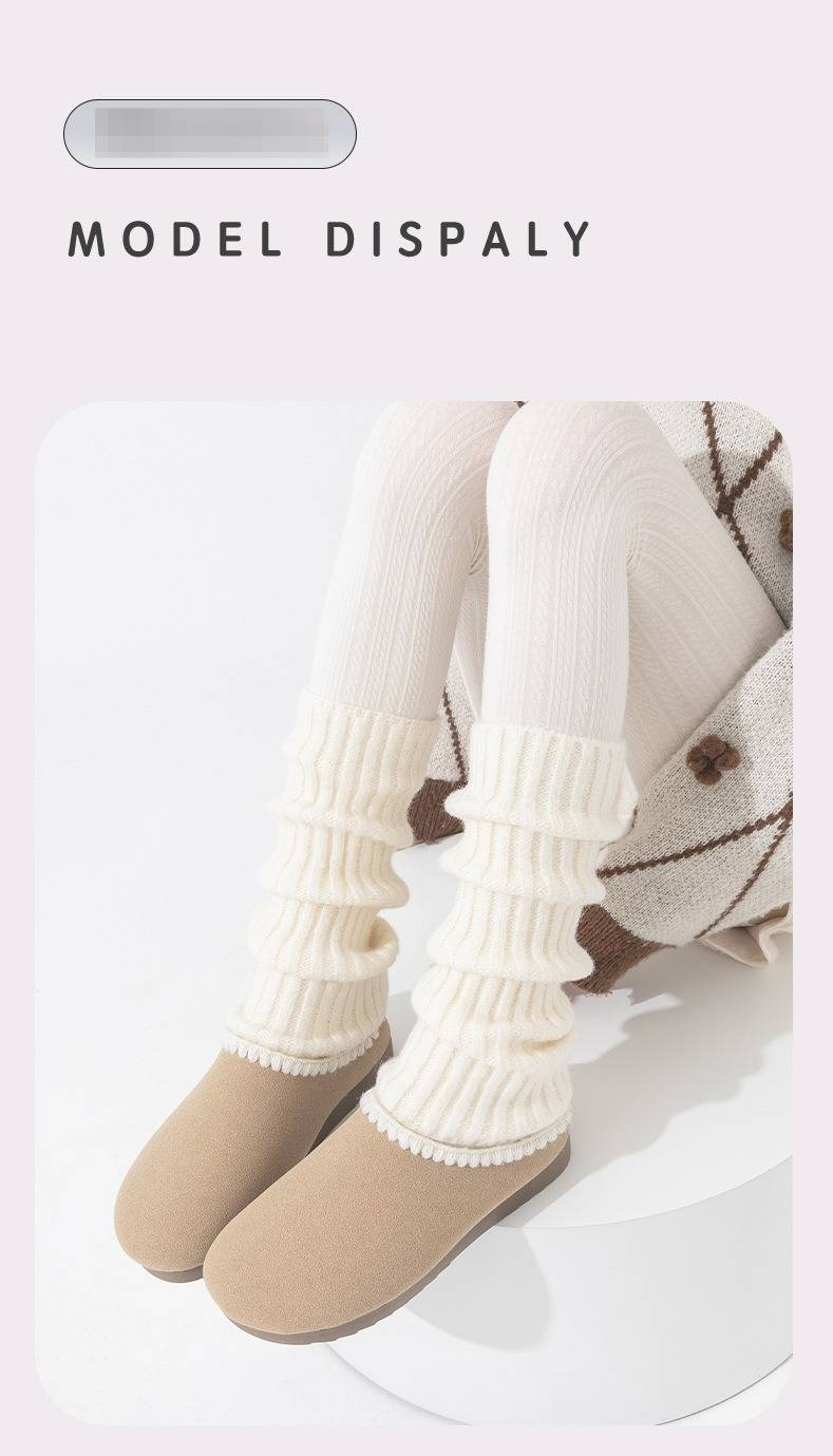 Gestrickte Socken für Damen im Herbst und Winter, neue warme Mittelrohr-Stapelsocken im japanischen College-Stil, weiße Beinwärmer, Zhuji-Socken_voghion.com