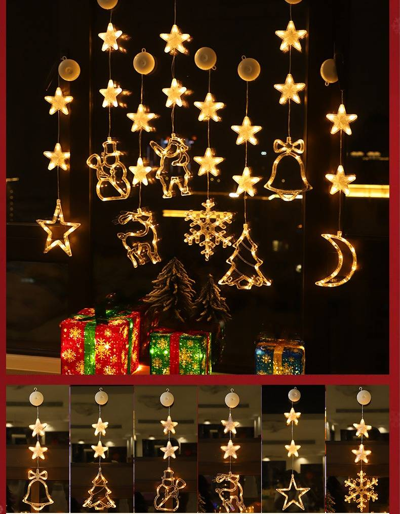 Christmas LED String Lights With Suction Cups - Festive Santa, Snowman, Star & Snowflake Decorations For Windows, Home & Holiday Atmosphere_voghion.com