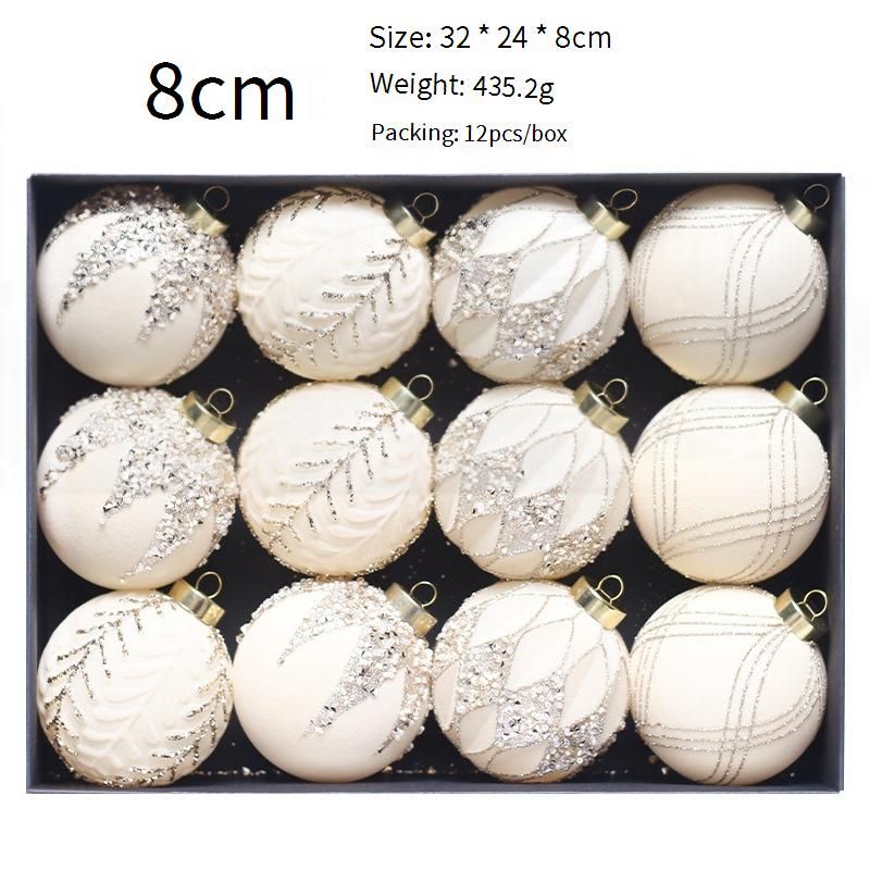 Christmas 8cm/12s Velvet Ball Ornaments Set With Rhinestones - Festive Tree Decorations In Deep Green Coffee Red (Plastic Semi-Handmade)_voghion.com