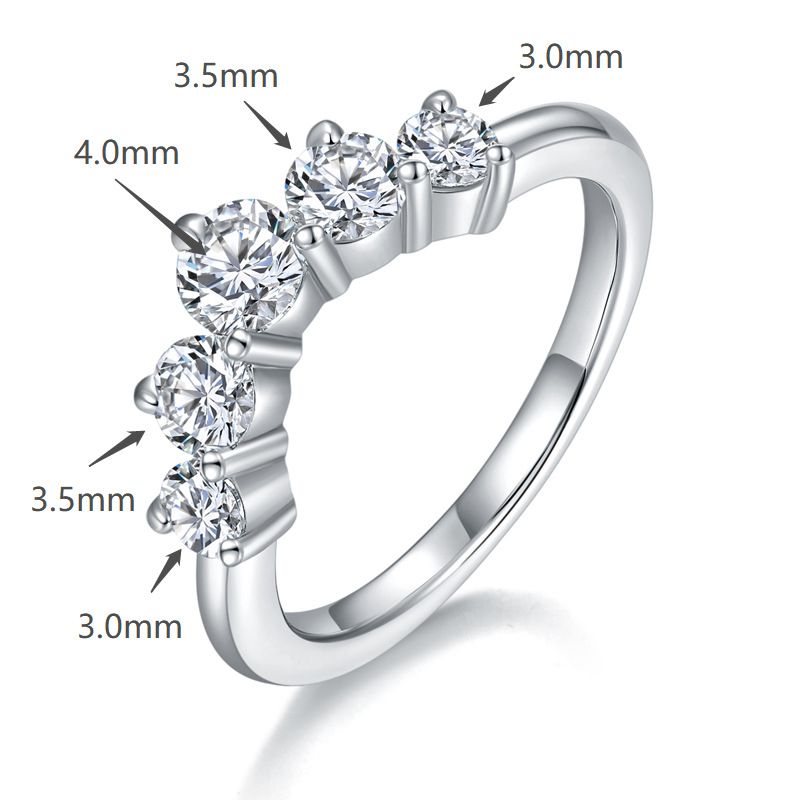 Anello con moissanite impilabile a forma di V in argento 925 con placcatura in oro 18 carati - Splendido design a semicerchio per donna_voghion.com