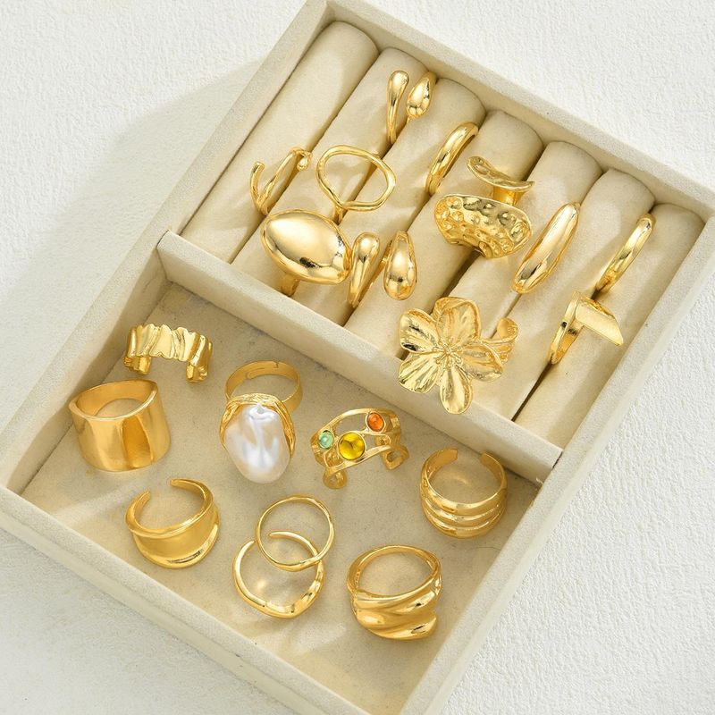 20-Piece Irregular Pearl-Inspired Ring Set, Geometric Statement Finger Rings For Women, Fashion Stackable Joint Rings, Boho Chic Jewelry Collection_voghion.com