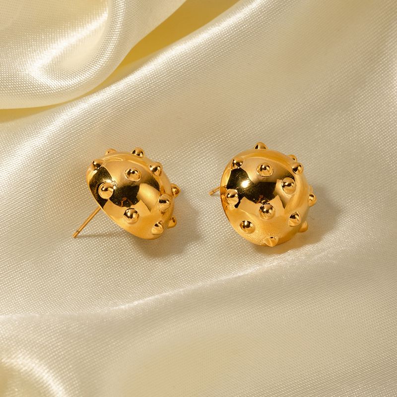 JD designer rivetto emisferico in acciaio inossidabile dorato e orecchini per gioielli da donna_voghion.com