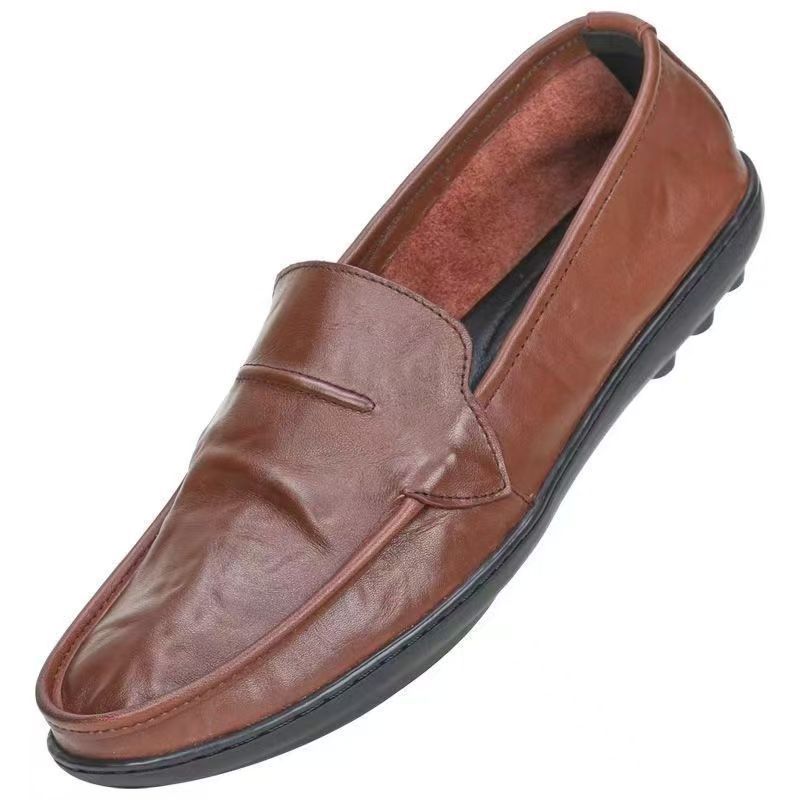 Sapatos masculinos casuais, versáteis e casuais de couro bovino, com solado macio e primeira camada, verão 2025_voghion.com