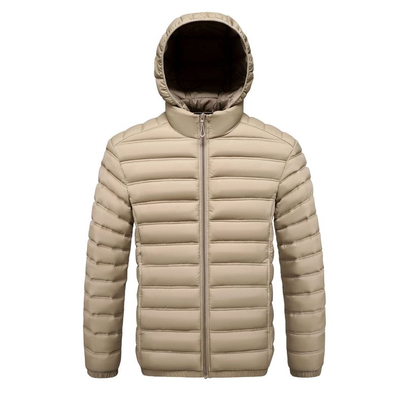 Giacca con cappuccio foderata in pile da uomo - Cappotto trapuntato leggero per l'inverno, capospalla casual con chiusura a cerniera_voghion.com