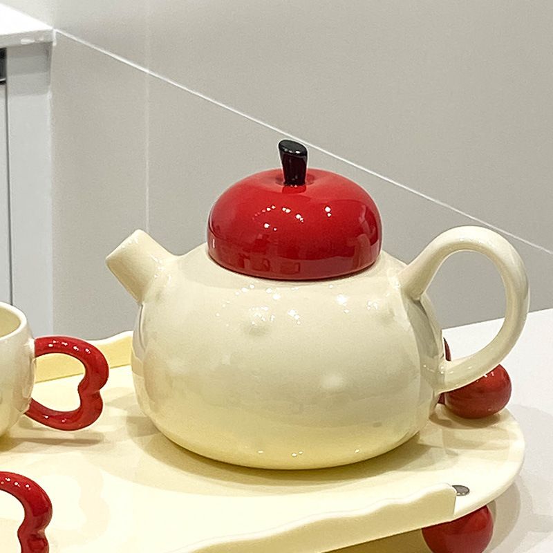 Home Furniture High value ceramic water set tea set simple creative home living room entertaining drinking water cup kettle teapot teacup_voghion.com