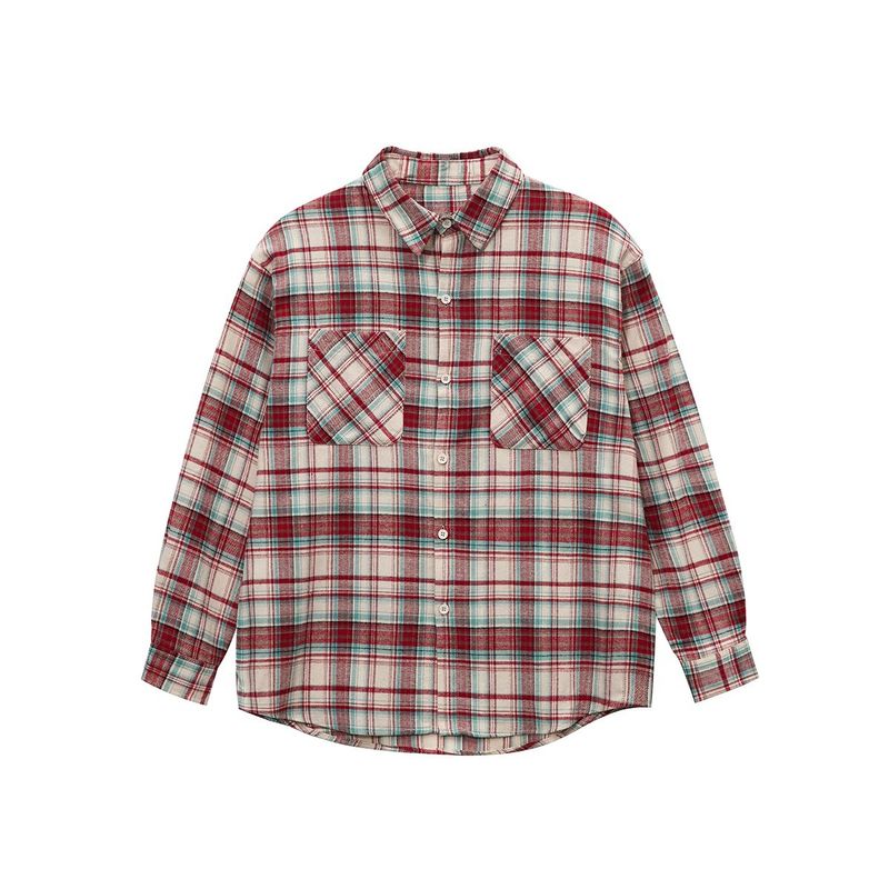 CT Color-Block Plaid Long Sleeve For Men, Spring And Autumn New Trendy Loose Casual Couple Work Shirt Jacket_voghion.com