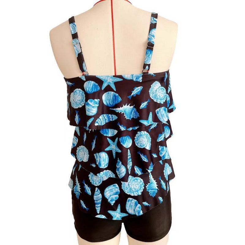 Maiô comercial de roupas femininas com babados, maiô conservador, cueca boxer, maiô tankini, tamanho grande, cor gradiente_voghion.com