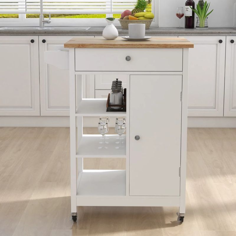 Piano cucina e tavolo carrello in gomma regolabile isola portasciugamani ripiani in legno carrello con cremagliera girevole_voghion.com