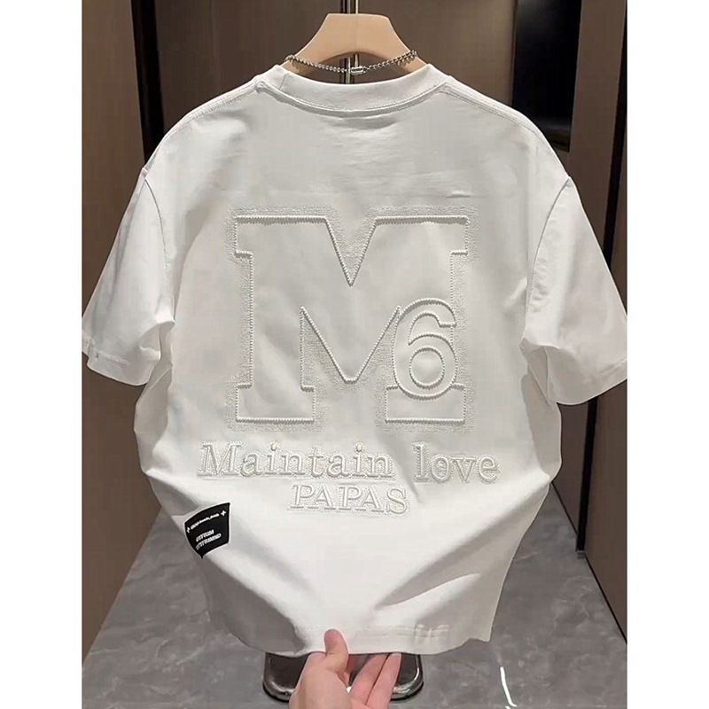 Sommer Neue Kurze Herren Trendy Bestickt Einfache T-Shirt Mode Lässig Halbarm T-Shirt_voghion.com