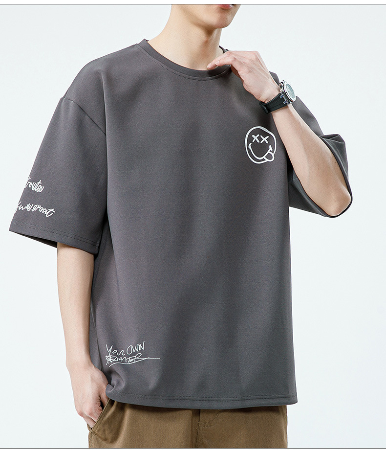 American Versatile Herren Kurzes Instagram Trendy Loose Oversized Top Sommer Paar Halbarm T-Shirt_voghion.com