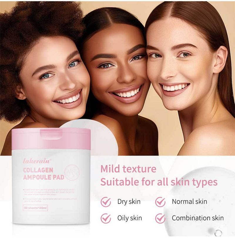 Lakerain Collagen & Madecassoside Facial Cotton Pads (100pcs) - Soothing Ampoule Pads For Acne & Hydration_voghion.com