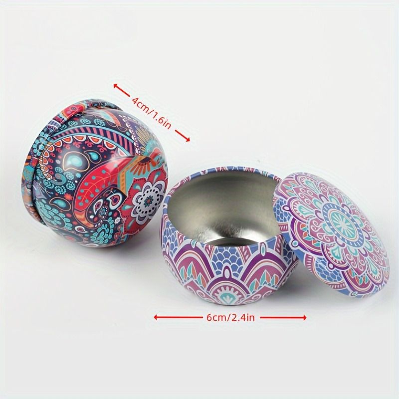 4Pcs/Set Candle Tins, DIY Round Containers With Lids For Candle Making, Floral Printed Candle Holder For Arts & Crafts,_voghion.com