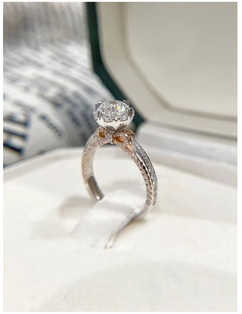 Küçük Kırmızı Kitap Sterling Gümüş Kurdele Yay Buket Moissanite Elmas Yüzük 1 Karat Kadın Düğün_voghion.com