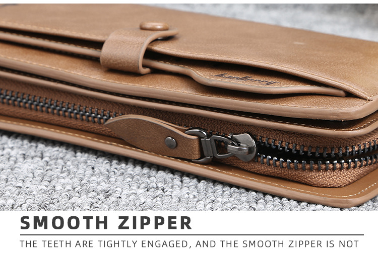 Geldbörse Herren Clutch Baellerry Business Multi-Kartensteckplatz Führerschein Handytasche Große Kapazität Schnalle Herrentasche_voghion.com