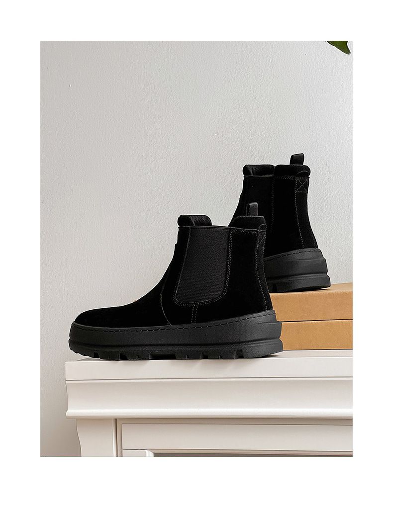 Couple Casual Chelsea Boots Thick-soled Height Increasing Tooling Boots Sleeve Martin Boots_voghion.com
