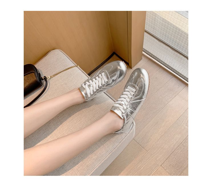 Srebrni vezalke, nemški trening za ženske, pomlad 2024, novi vsestranski casual enojni ravni baletni čevlji_voghion.com
