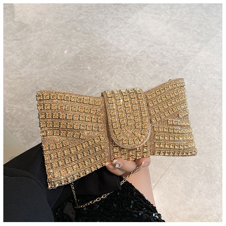 Modische Clutch mit Strasssteinen und Glasnischen-Design, unregelmäßige Schleifenform, Abendtasche_voghion.com