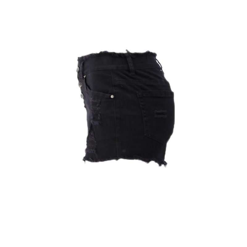 Women's Clothing Spring And Summer New Button Tassel Edge Women's Denim Shorts_voghion.com