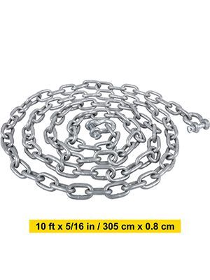 VEVOR Anchor Chain, 10' X 5/16" Galvanized Steel Chain, 3/8" Anchor Chain Shackle, 11650lbs Anchor Lead Chain Breaking Load, 9460lbs Anchor Chain Shackle Breaking Load, Anchor Chain For Boats, Ships_voghion.com