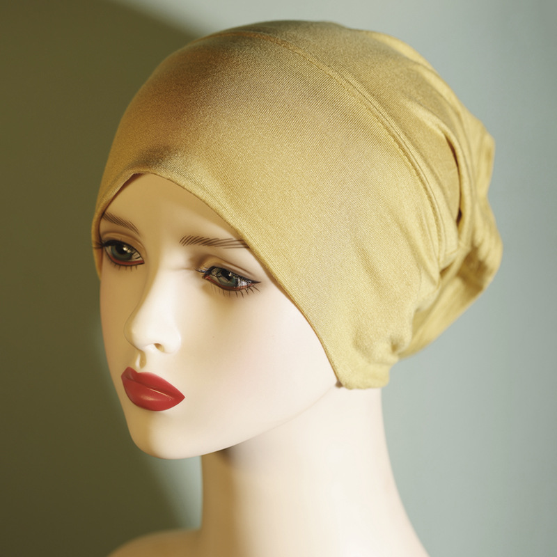 Gorro musulmán de algodón puro de color liso, con base de algodón mercerizado, elástico y transpirable_voghion.com