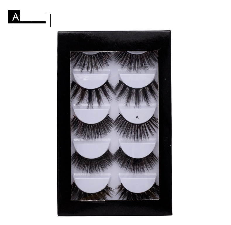 Lash extension set 5 Pairs of natural fiber false eyelashes Multi-layer three-dimensional eyelashes thick curl false eyelashes_voghion.com