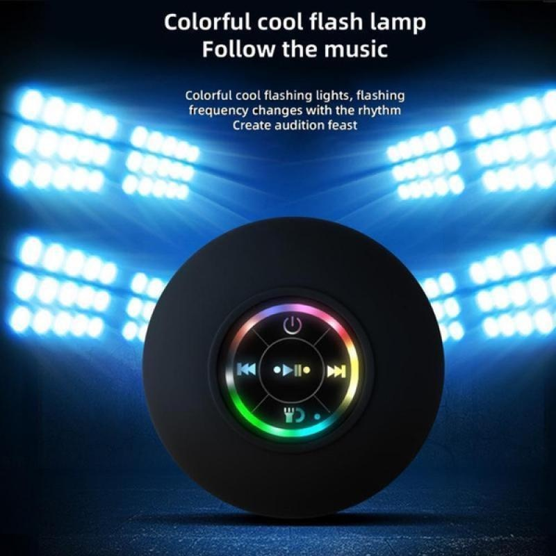LANSKLBD Mini Bluetooth Hoparlör Taşınabilir Su Geçirmez Vantuz Kablosuz Handsfree Hoparlörler Işıklı LED Işık Duşlar Havuz Araba_voghion.com