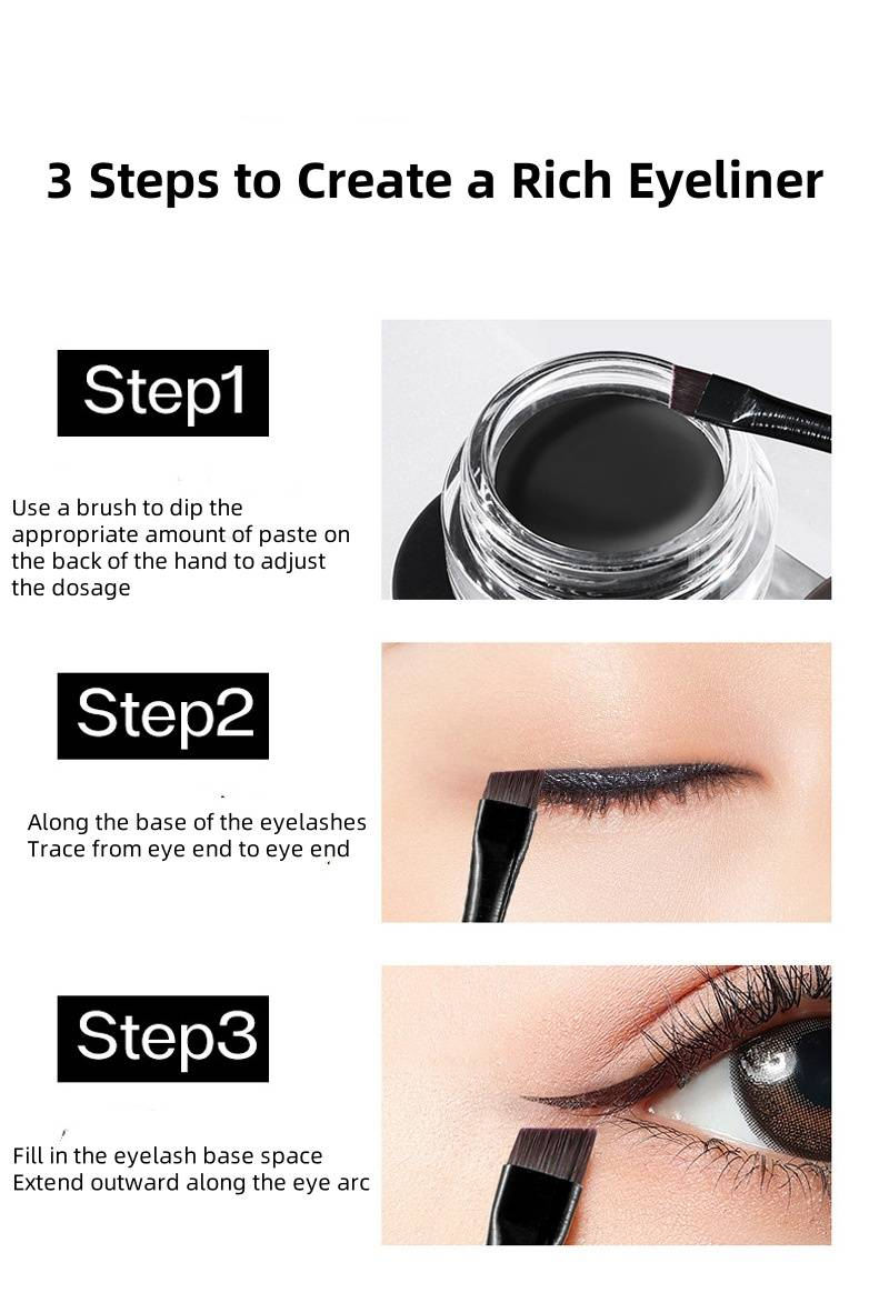 Delineador em creme Café preto 2 em 1 conjunto delineador em gel maquiagem intensa duradoura_voghion.com