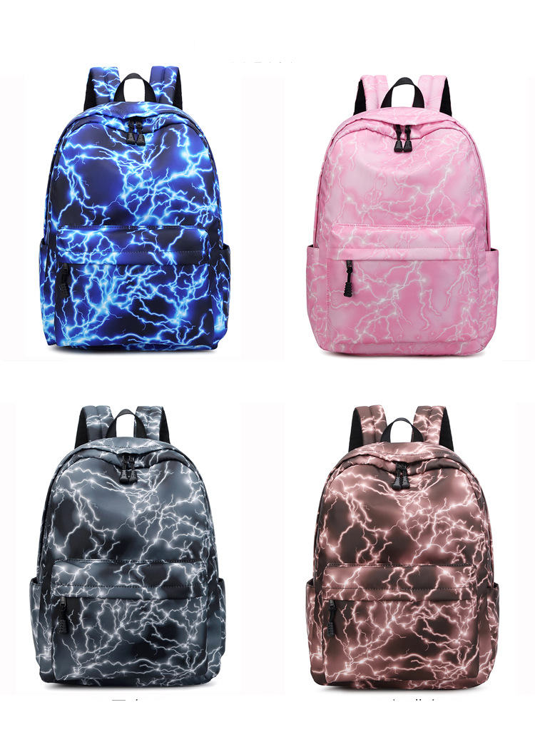 School Bag Middle School Canvas Bag Men's And Women's Travel Printed Backpack Starry Lightning Student Bag_voghion.com