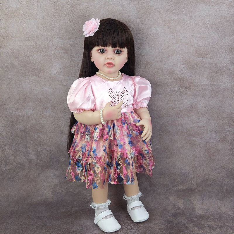 22 Zoll lebensechte Reborn-Puppen, realistische Vollsilikon-Baby-Vinyl-55CM-Simulationspuppe, neugeborenes Mädchen, Prinzessin, Kleinkind-Spielzeug-Geschenk_voghion.com