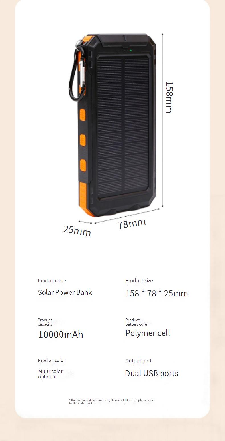 Power Bank solare da 20000 mAh con bussola - Caricabatterie portatile impermeabile per esterni per campeggio, escursionismo, emergenza_voghion.com