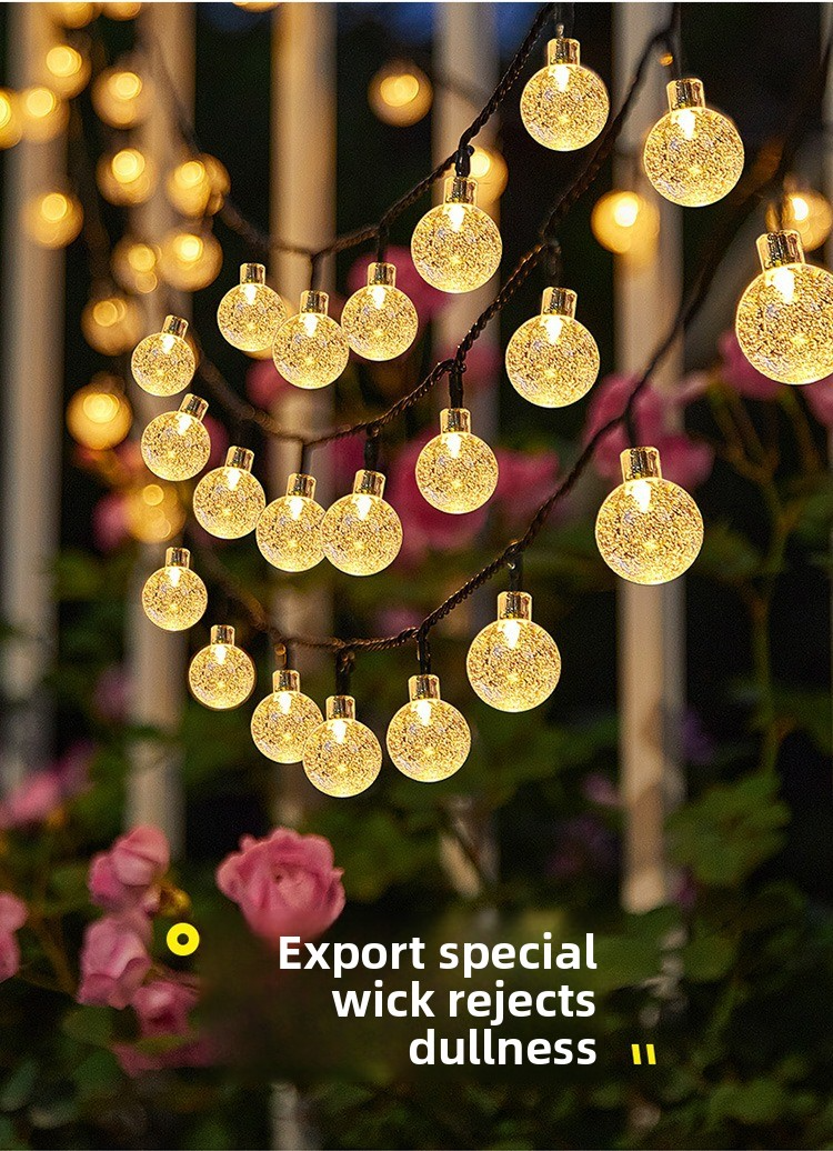 Guirnalda de luces LED solares: luces decorativas impermeables para exteriores, para jardín, patio y camping (5 m/7 m/12 m/22 m, blanco cálido)_voghion.com