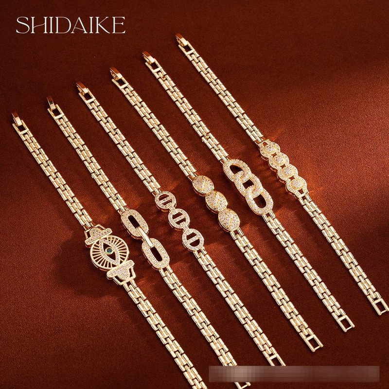 Women's Jewelry Elegant Cubic Zirconia Floral Bracelet With 18K Gold Plating, Geometric Design Stylish Everyday Wear Versatile Micro Inlaid Zircon_voghion.com