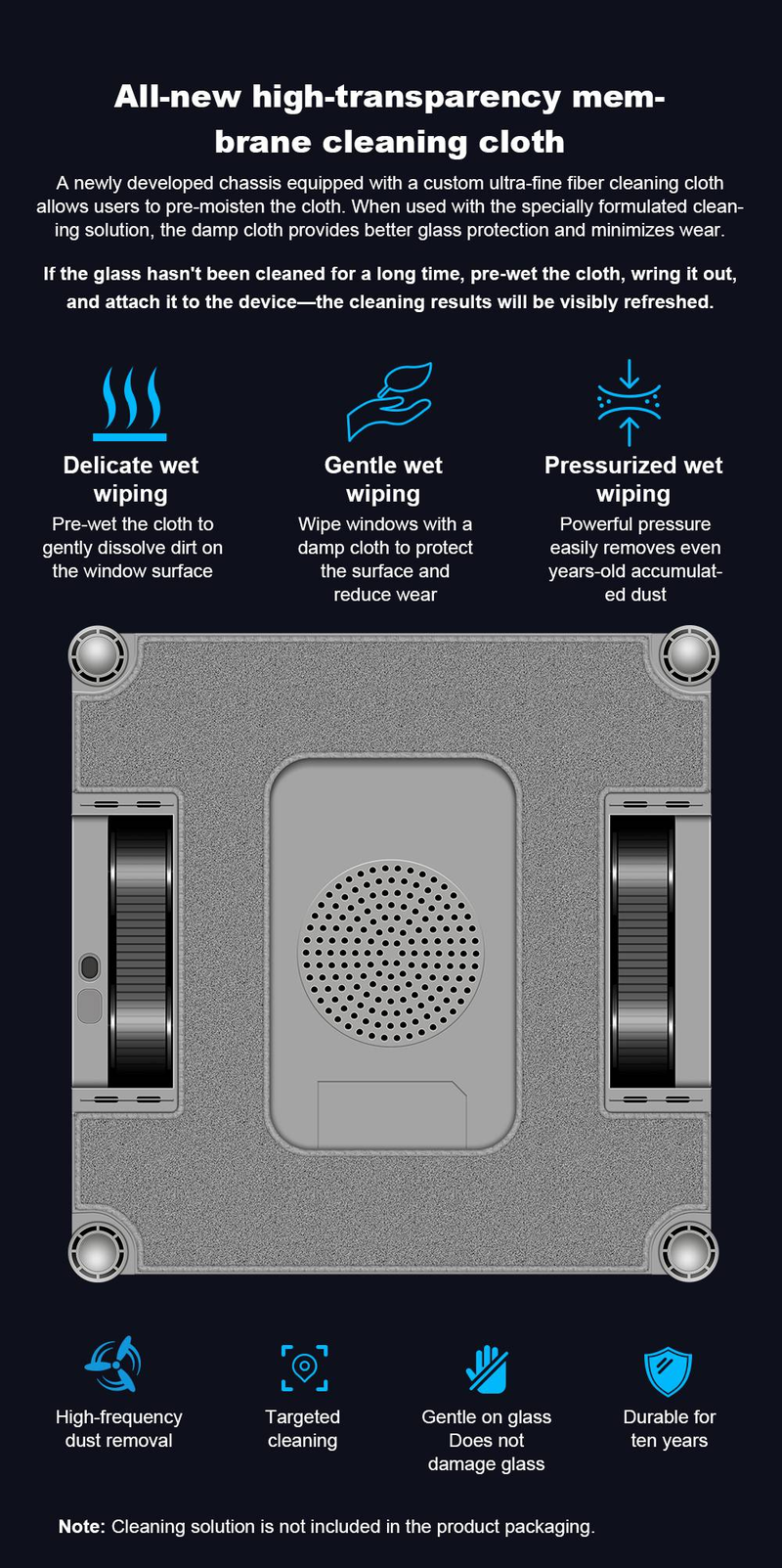 Robot lave-vitres Liectroux S11, jet d'eau 4 directions, navigation intelligente, système de sécurité multiple, fonctionnement sans cadre, télécommande et application._voghion.com