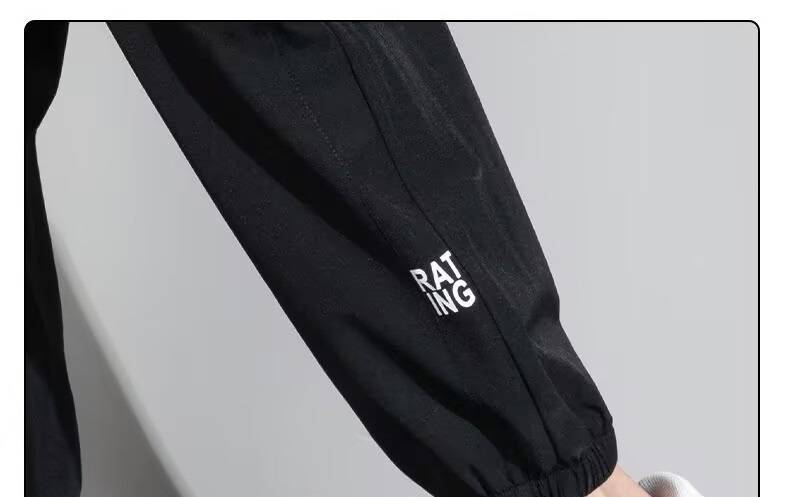 Pantalon d'été en soie glacée pour homme - Ultra-fin, extensible, à séchage rapide et respirant, coupe slim avec poignets élastiques (noir/gris/beige)_voghion.com