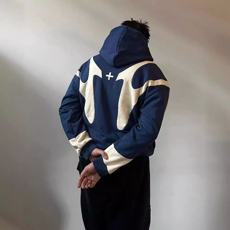 Felpe con cappuccio da uomo Y2K, felpa con cappuccio con cerniera e scheletro, felpa con cappuccio vintage, giacca gotica Haruku oversize, patchwork hip hop, abbigliamento esterno, abbigliamento streetwear_voghion.com