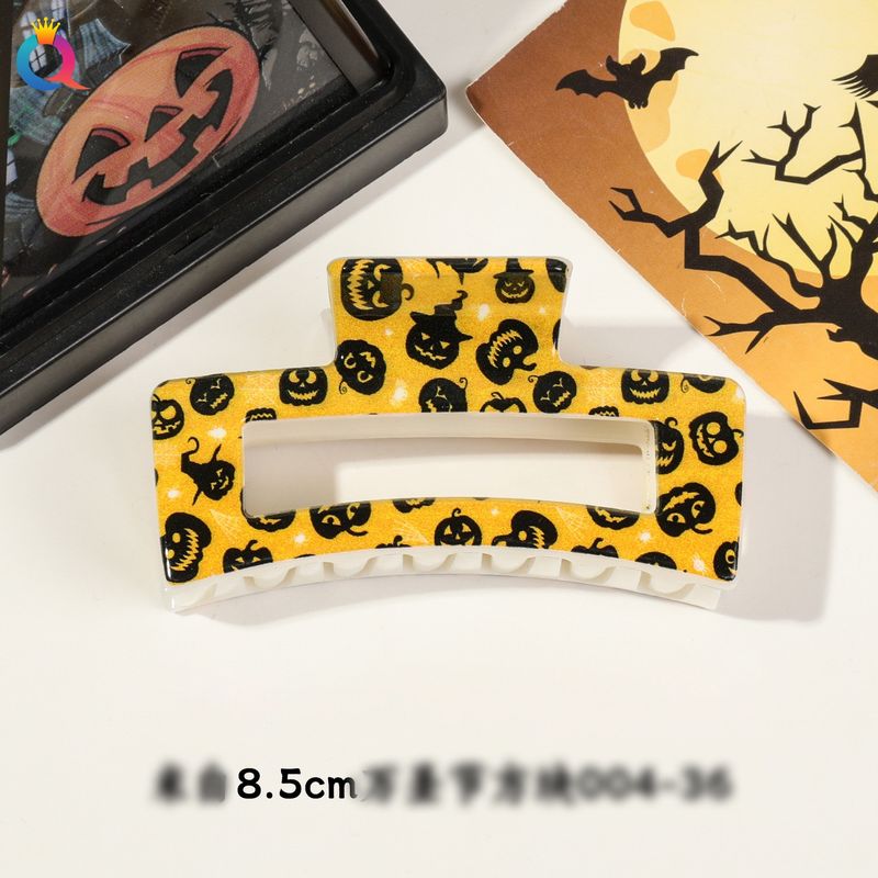Mehrere Muster und Farben zur Auswahl. Halloween-Kürbis-Totenkopf-Hexe, 8,5–10,5 cm, UV-Druck, quadratischer Clip, Kopfschmuck für Mädchen_voghion.com
