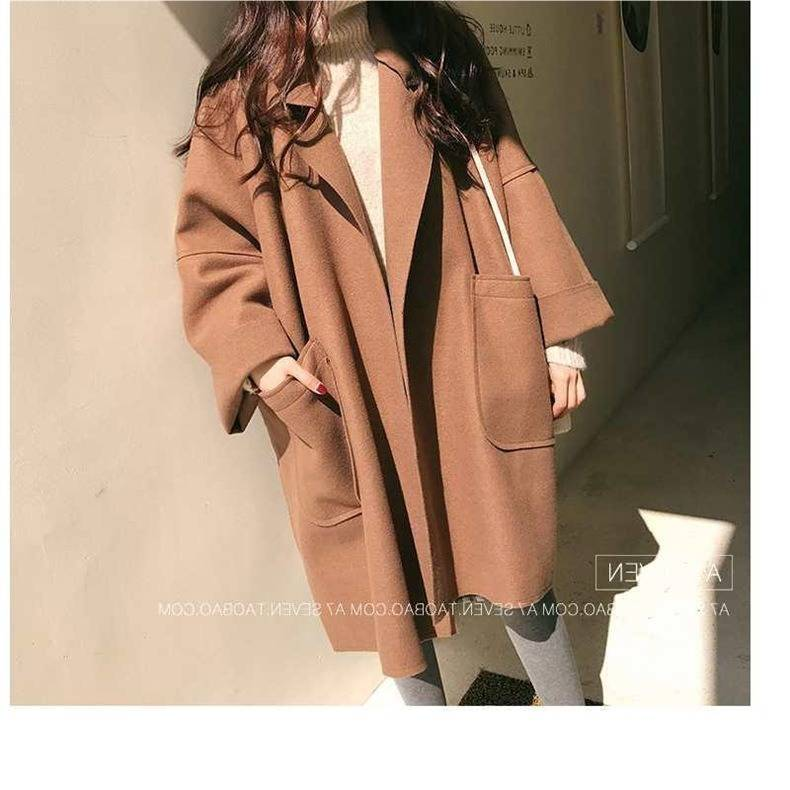 Oversized trenchcoat van wolmix voor dames – Koreaans geïnspireerd A-lijn silhouet, petite-vriendelijke lange jas met opstaande kraag_voghion.com
