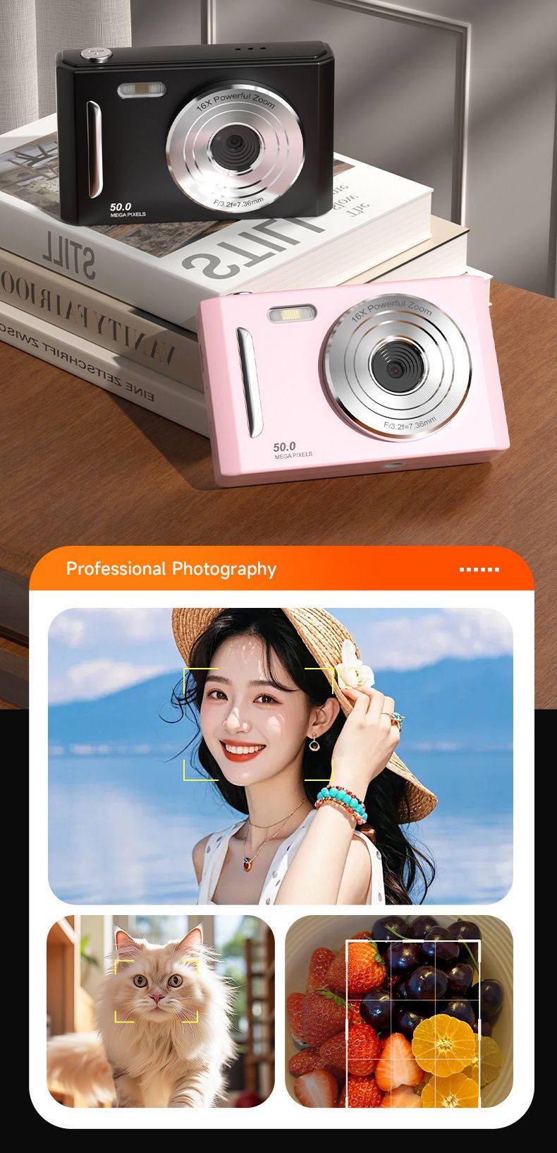 New M26 Campus CCD Style 5K HD Portable Student Digital Camera Children's Day Gift_voghion.com