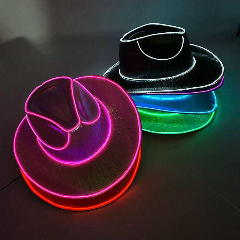 Heißer Verkauf LED Perlglanz Cowboy mit Lichtern Western Cowgirl Hut Geburt Halloween, Wired, Holi Mode Cool Sommer Meer_voghion.com